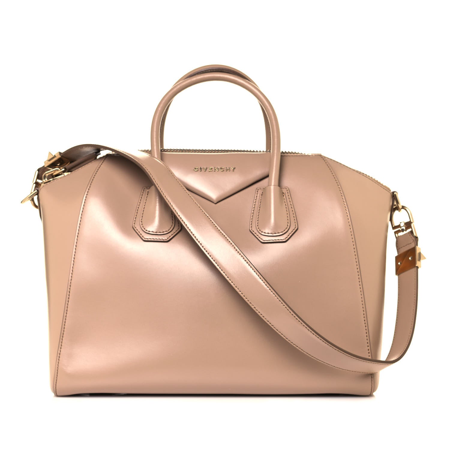 Givenchy Shiny Lord Calfskin Medium Antigona Dark Beige 1 of 11