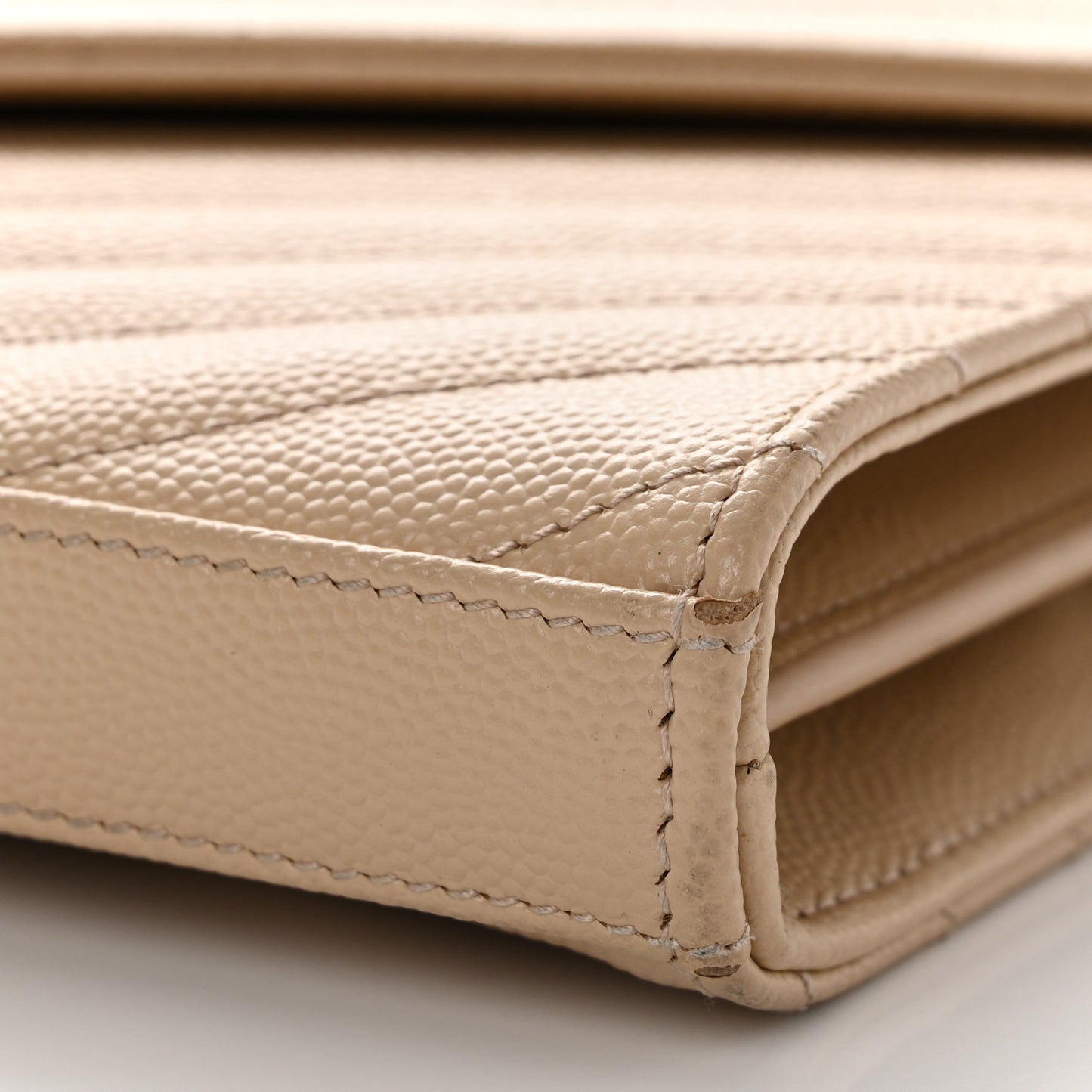 Grain De Poudre Matelasse Chevron Monogram Chain Wallet Nude Powder