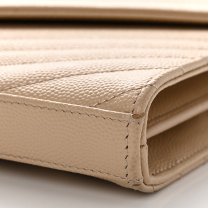Saint Laurent Grain De Poudre Matelasse Chevron Monogram Chain Wallet Nude Powder 10 of 11