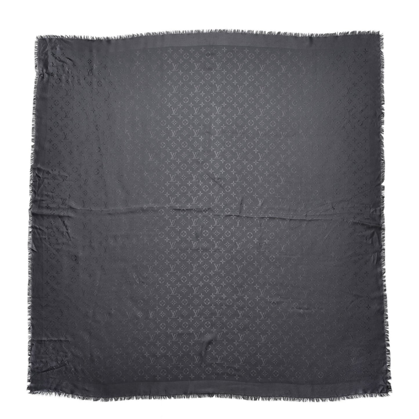 Wool Silk Monogram Shawl Anthracite