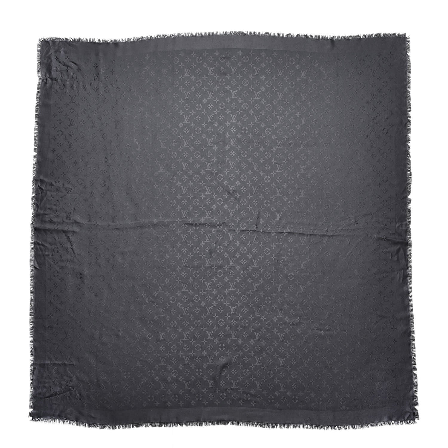 Louis Vuitton Wool Silk Monogram Shawl Anthracite 1 of 5