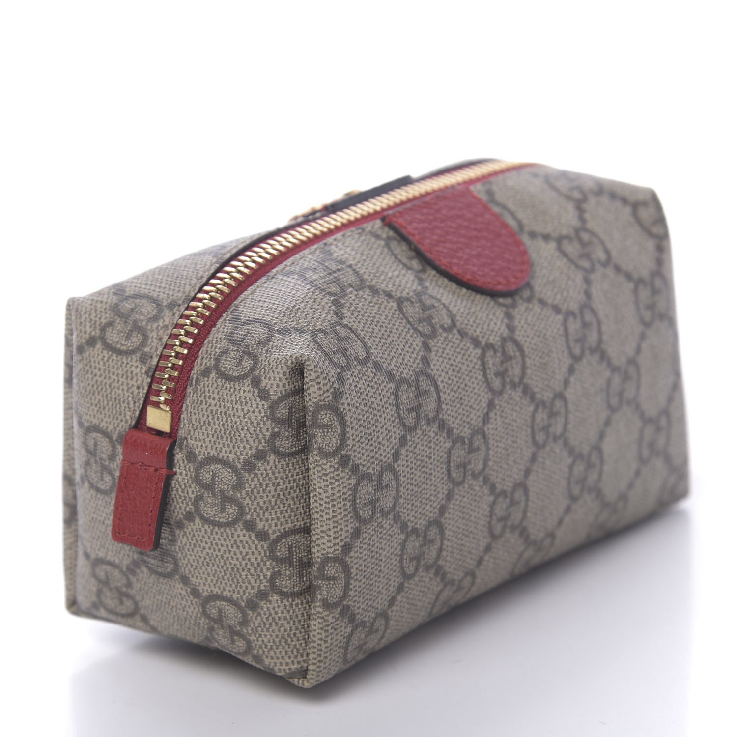 Gucci Soft GG Supreme Monogram Calfskin Small Ophidia Cosmetic Case Beige Ebony Hibiscus Red 3 of 11