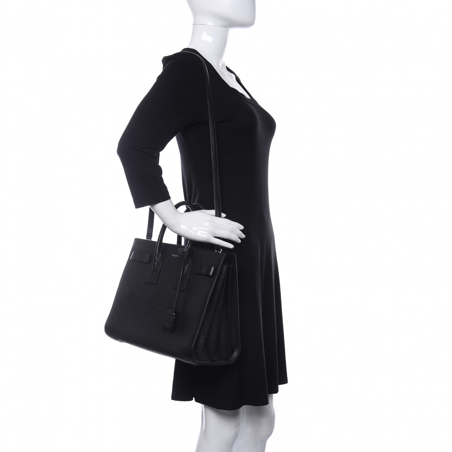 Saint Laurent Grained Calfskin Small Sac De Jour Black 4 of 12