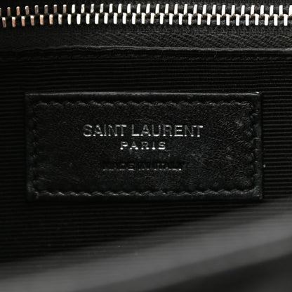 Saint Laurent Grain De Poudre Matelasse Chevron Large Monogram Satchel Black 6 of 10