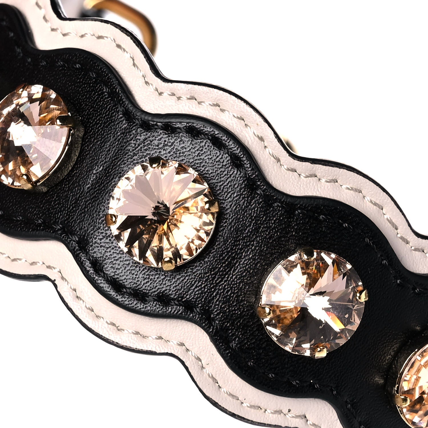 Fendi Calfskin Crystal Embellished Mini Strap You Black Camelia 7 of 7