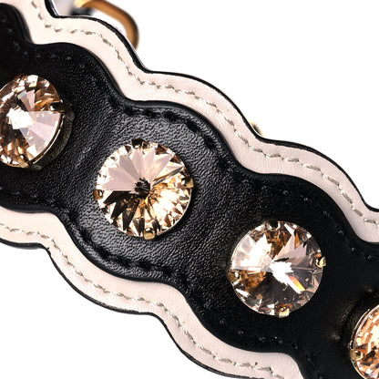 Fendi Calfskin Crystal Embellished Mini Strap You Black Camelia 7 of 7