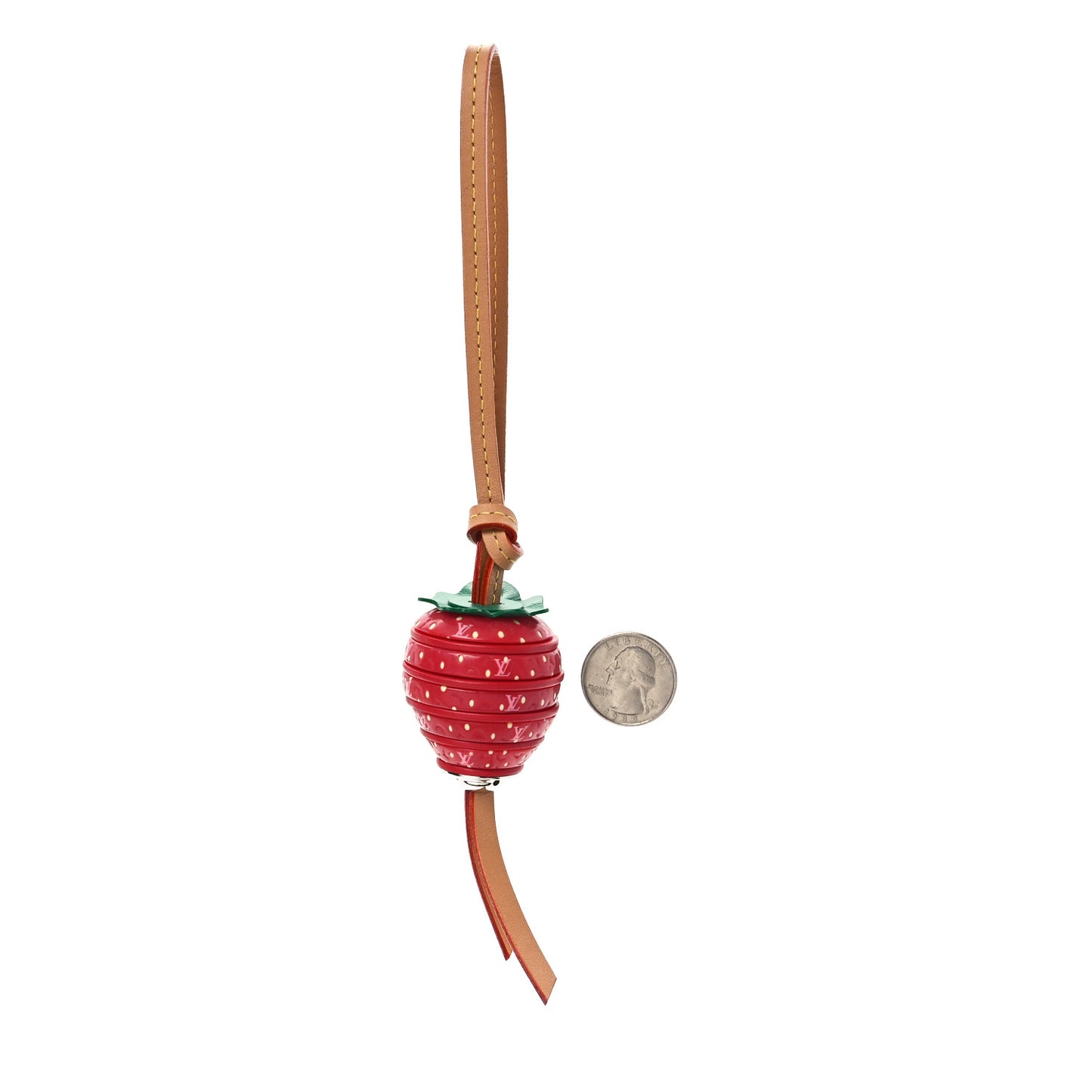 Calfskin Resin Strawberry Bag Charm Red