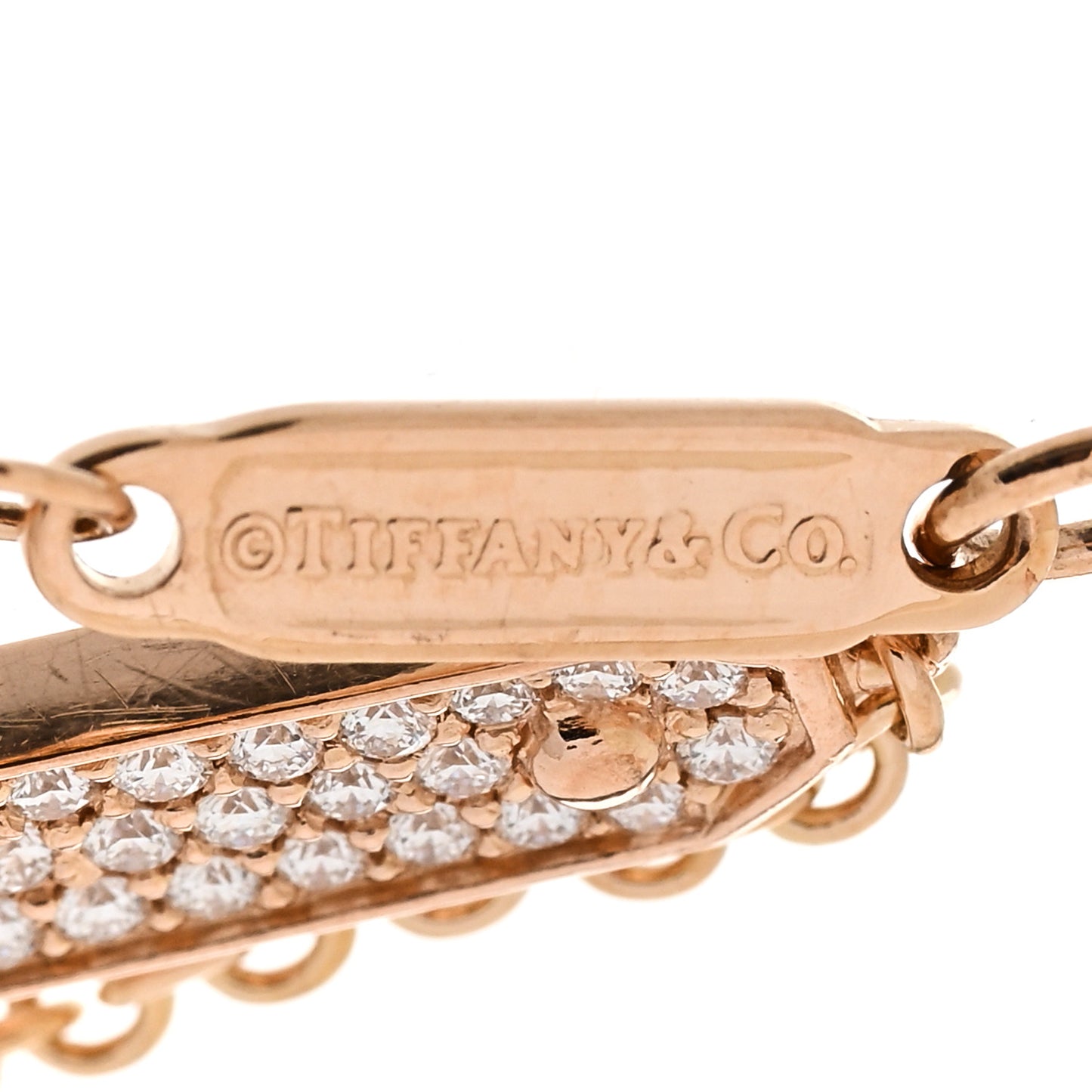 18K Rose Gold Diamond Tag Chain Bracelet