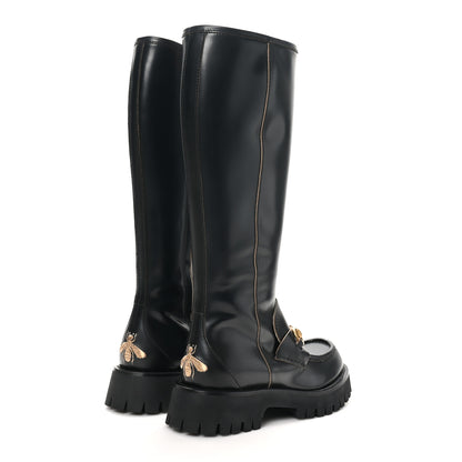 Gucci Cordovan Lux Harald Horsebit Knee High Boots 38 Black 4 of 9