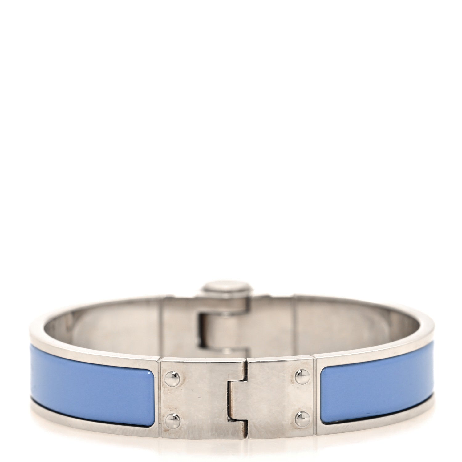 Hermes Enamel Charniere Uni Narrow Hinged Bracelet Bleu Lavande 3 of 5