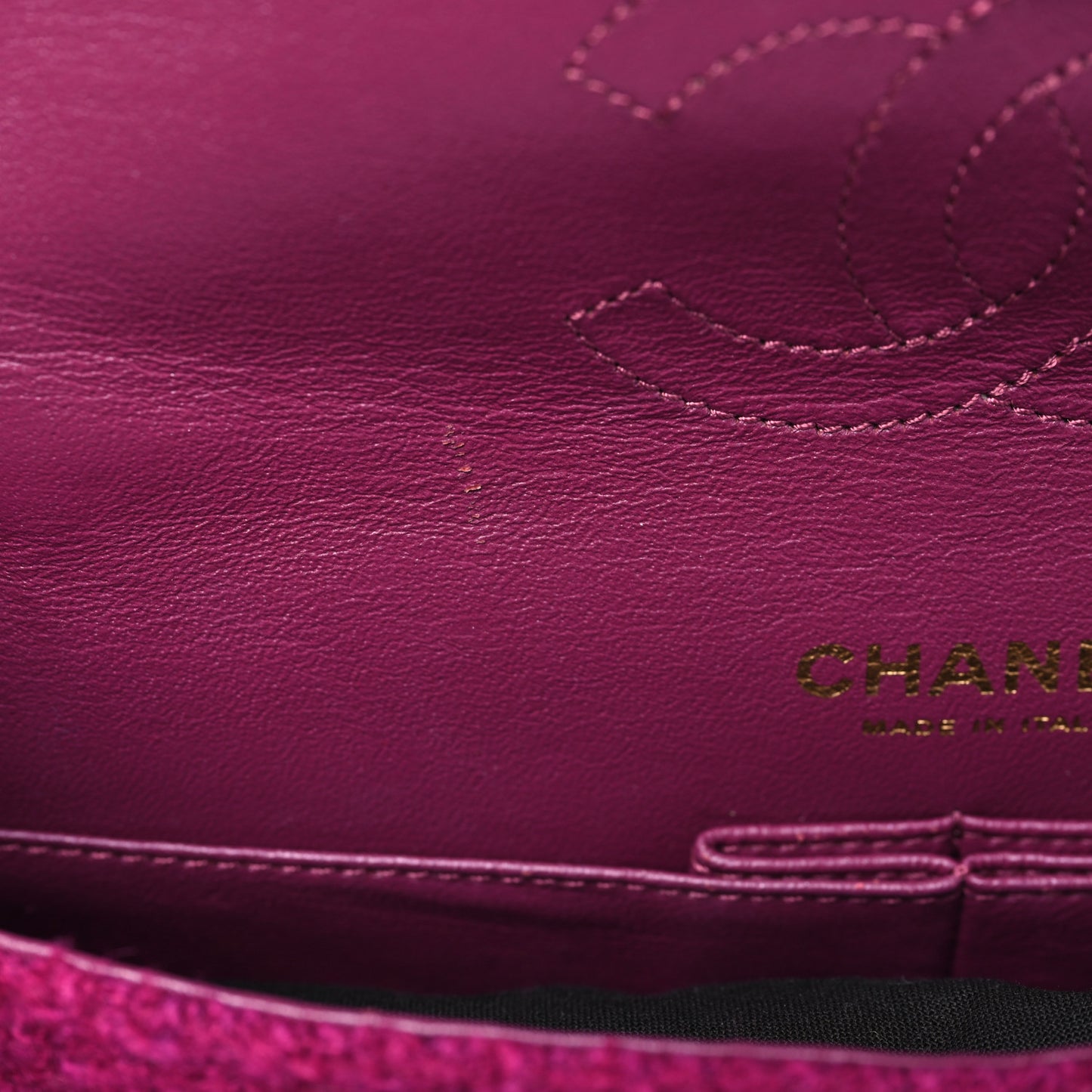 Tweed Quilted Double Flap Fuchsia