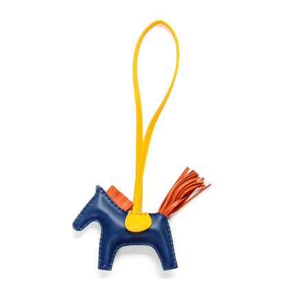 Hermes Milo Lambskin Grigri Rodeo Horse Bag Charm PM Bleu de Malte Cornaline Jaune D'Or 1 of 3