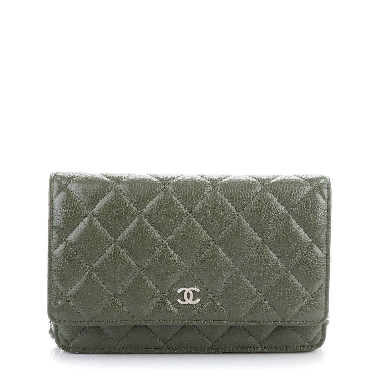Chanel Caviar Quilted Wallet On Chain WOC Dark Green 1 of 8