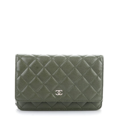 Chanel Caviar Quilted Wallet On Chain WOC Dark Green 1 of 8