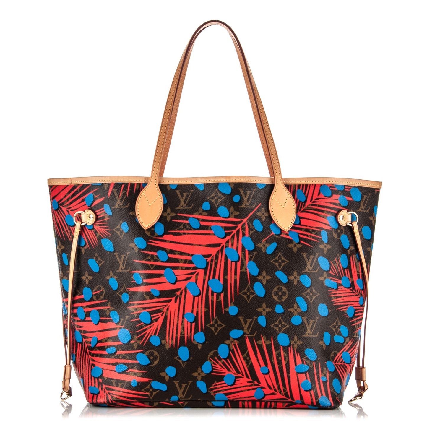 Monogram Jungle Dots Neo Neverfull MM Coquelicot Denim