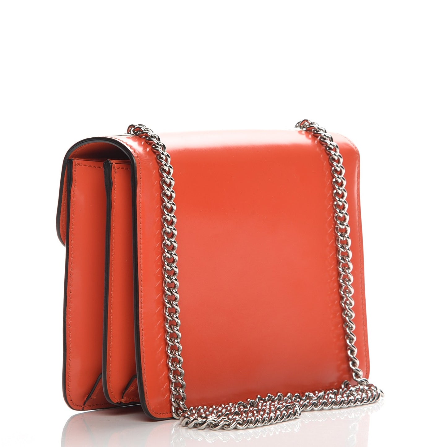Shade Lux Calfskin Small Interlocking Shoulder Bag New Dark Orange