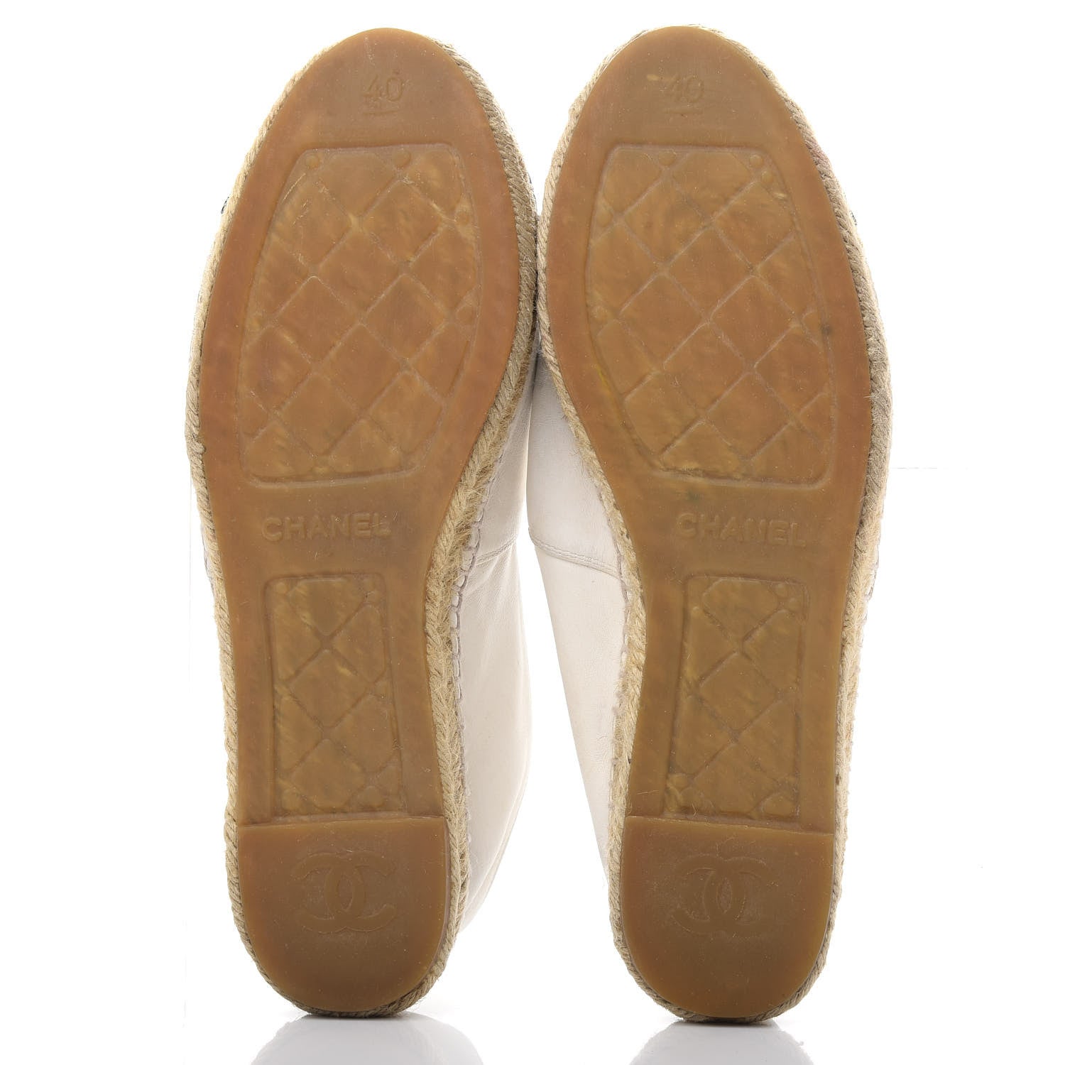 Chanel Lambskin CC Espadrilles 40 White Black 6 of 10