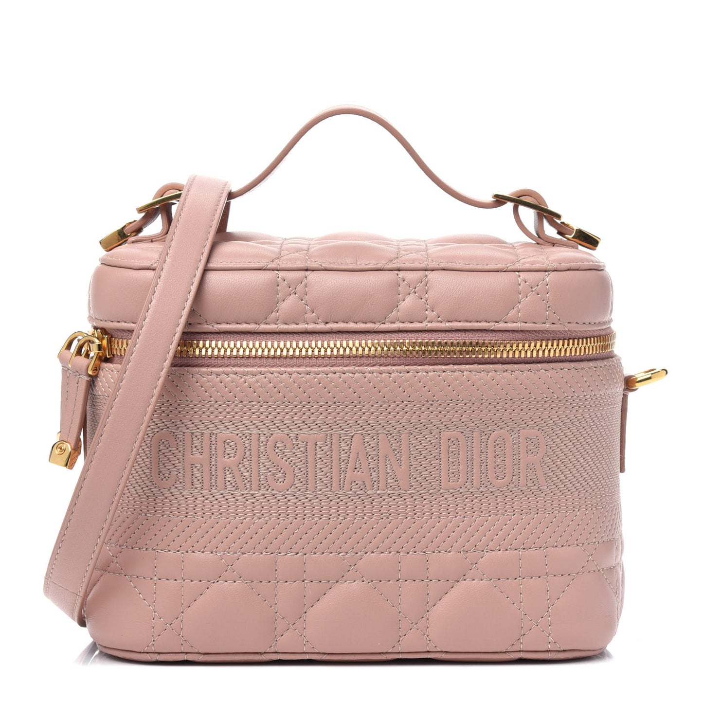 Lambskin Cannage Small Diortravel Vanity Case Rose Des Vents