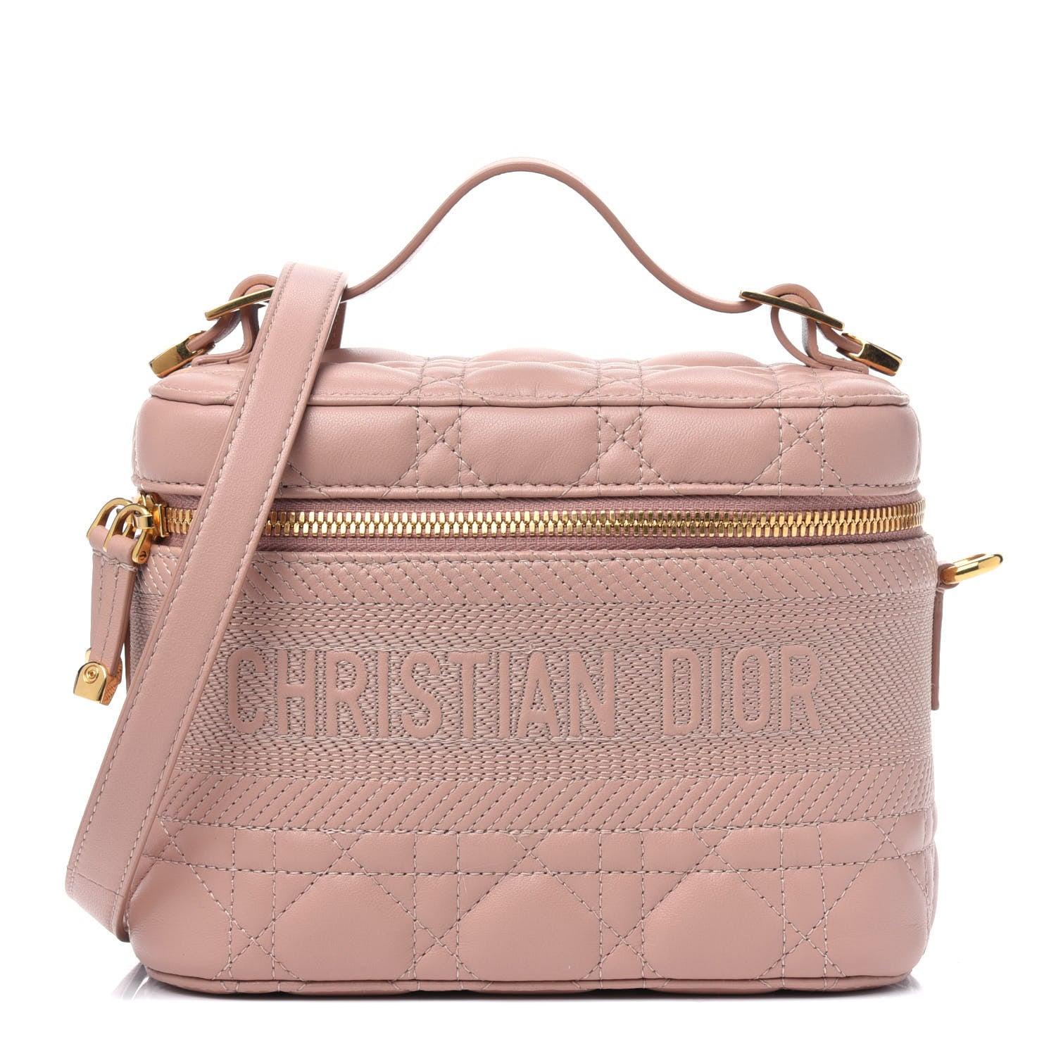 Christian Dior Lambskin Cannage Small Diortravel Vanity Case Rose Des Vents 1 of 4
