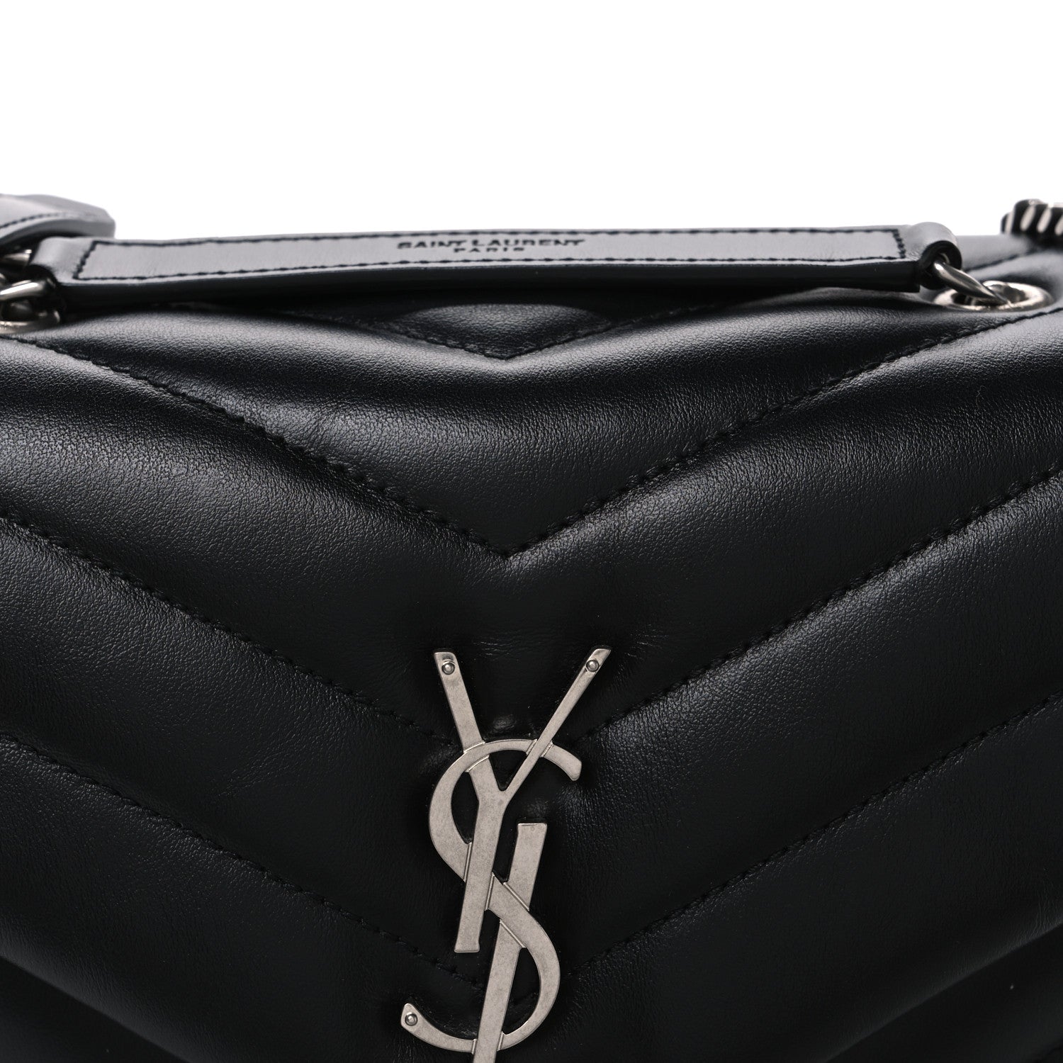 Saint Laurent Calfskin Y Quilted Monogram Small Loulou Chain Satchel Black 8 of 10