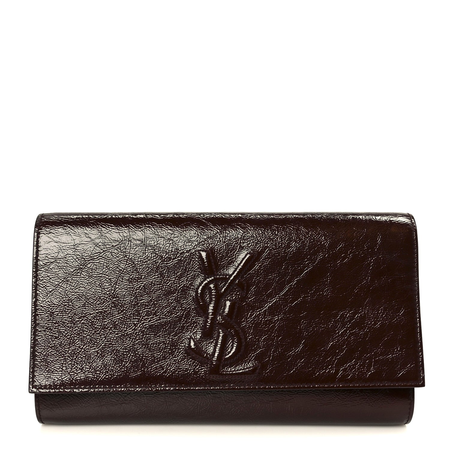 Saint Laurent Textured Patent Calfskin Large Belle De Jour Clutch Berry 1 of 7