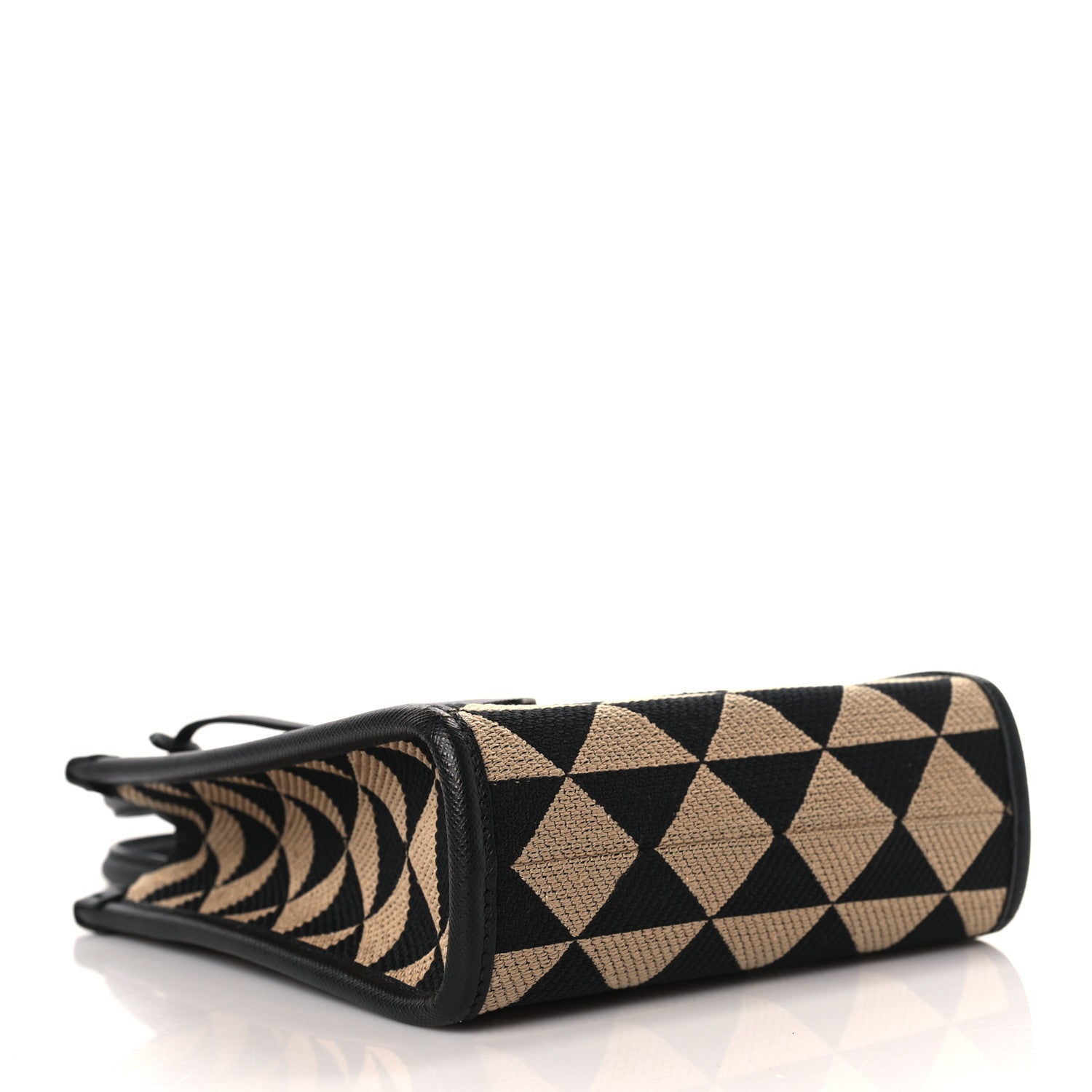 Prada Jacquard Saffiano Triangolo Symbole Embroidered Micro Tote Black Corda 4 of 8