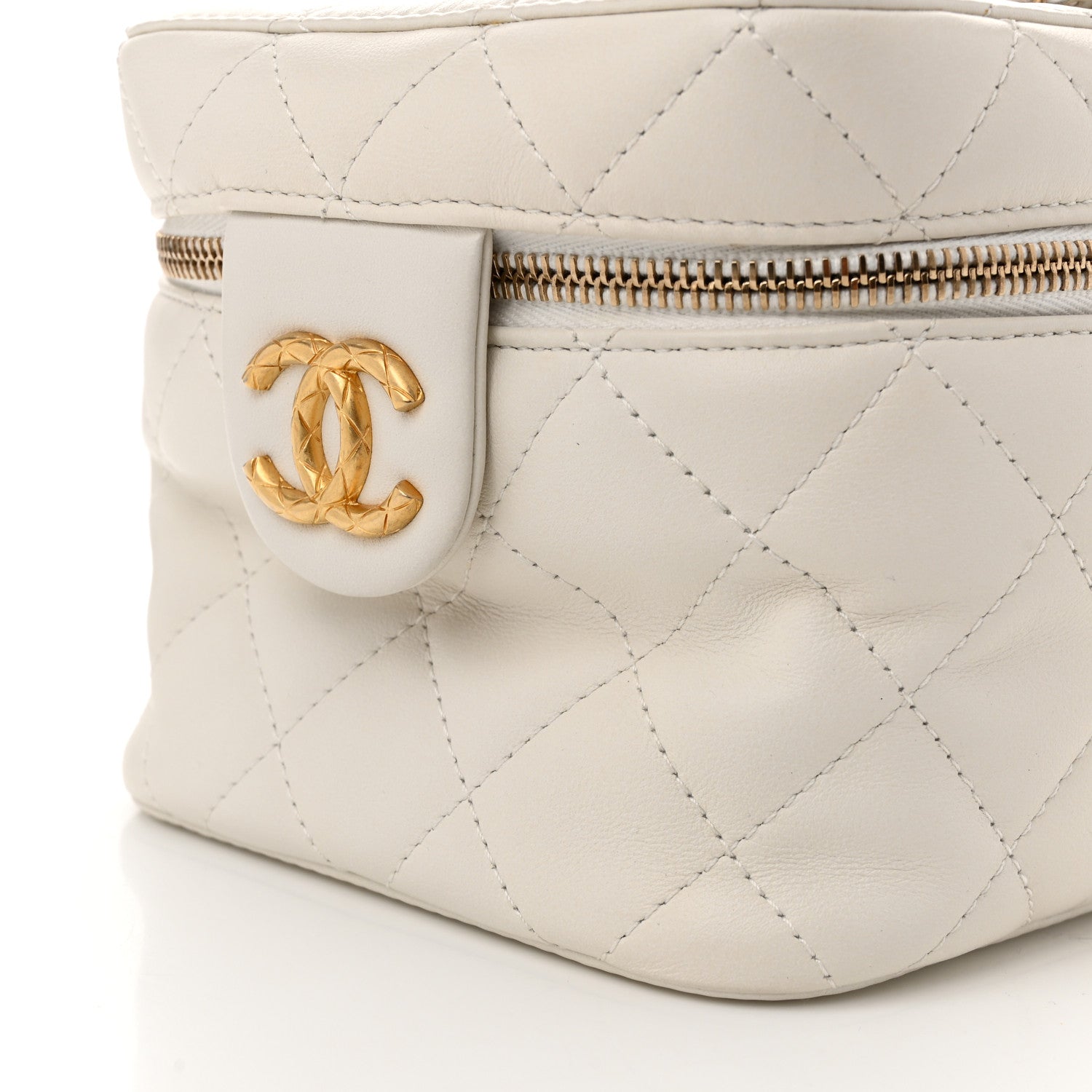 Chanel Calfskin Quilted Small Vanity Case With Chain White 12 of 12