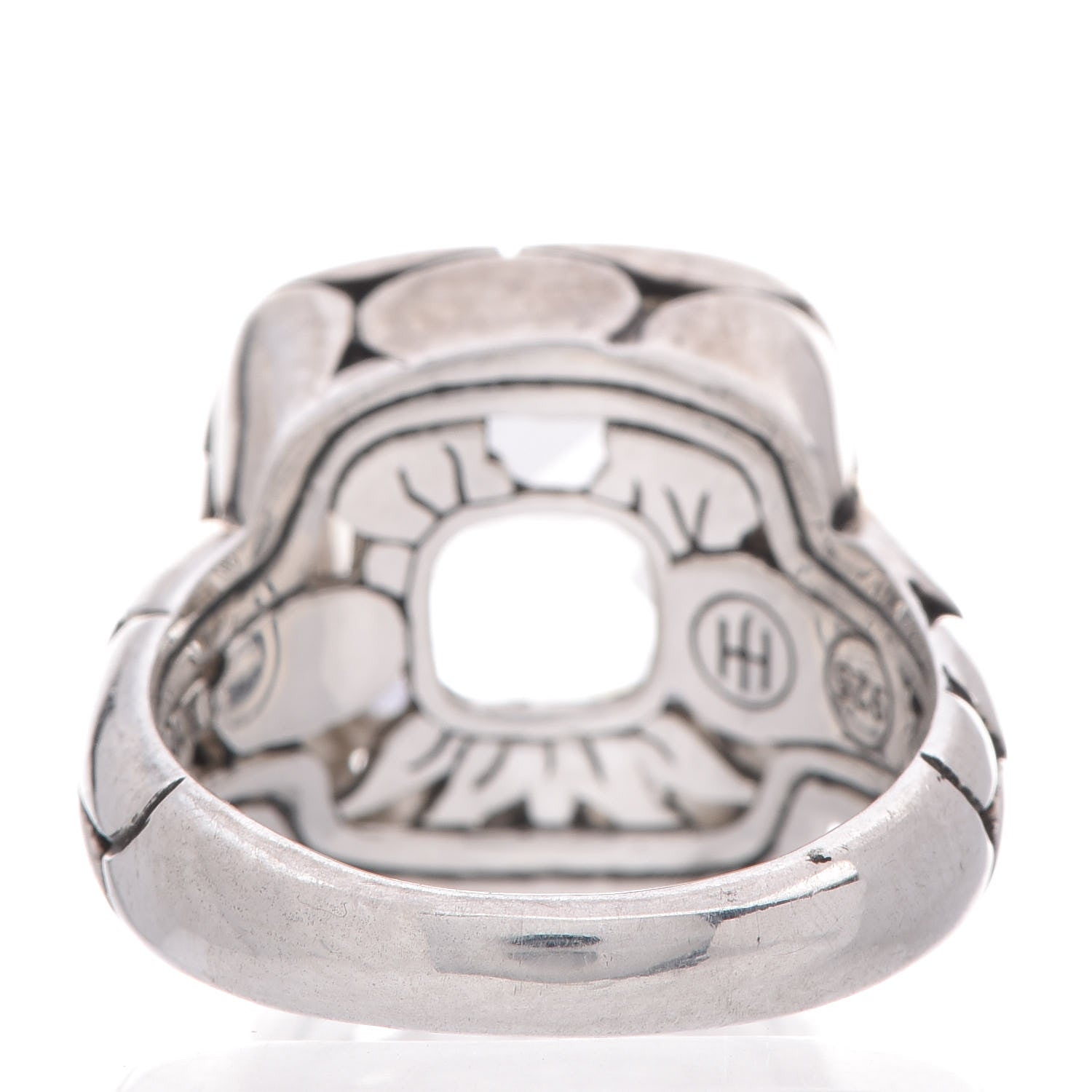 John Hardy Sterling Silver White Topaz Kali Square Ring 54 7 4 of 5