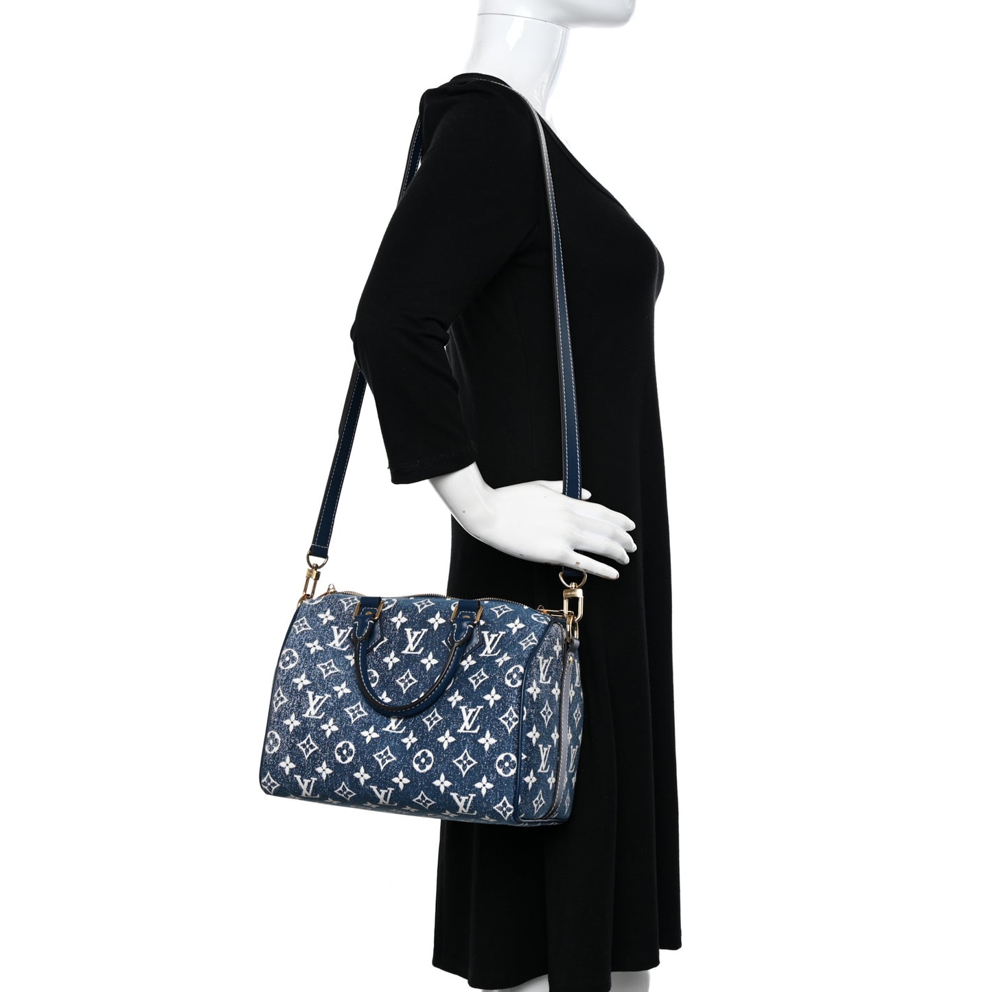 Monogram Jacquard Denim Speedy Bandouliere 25 Bleu