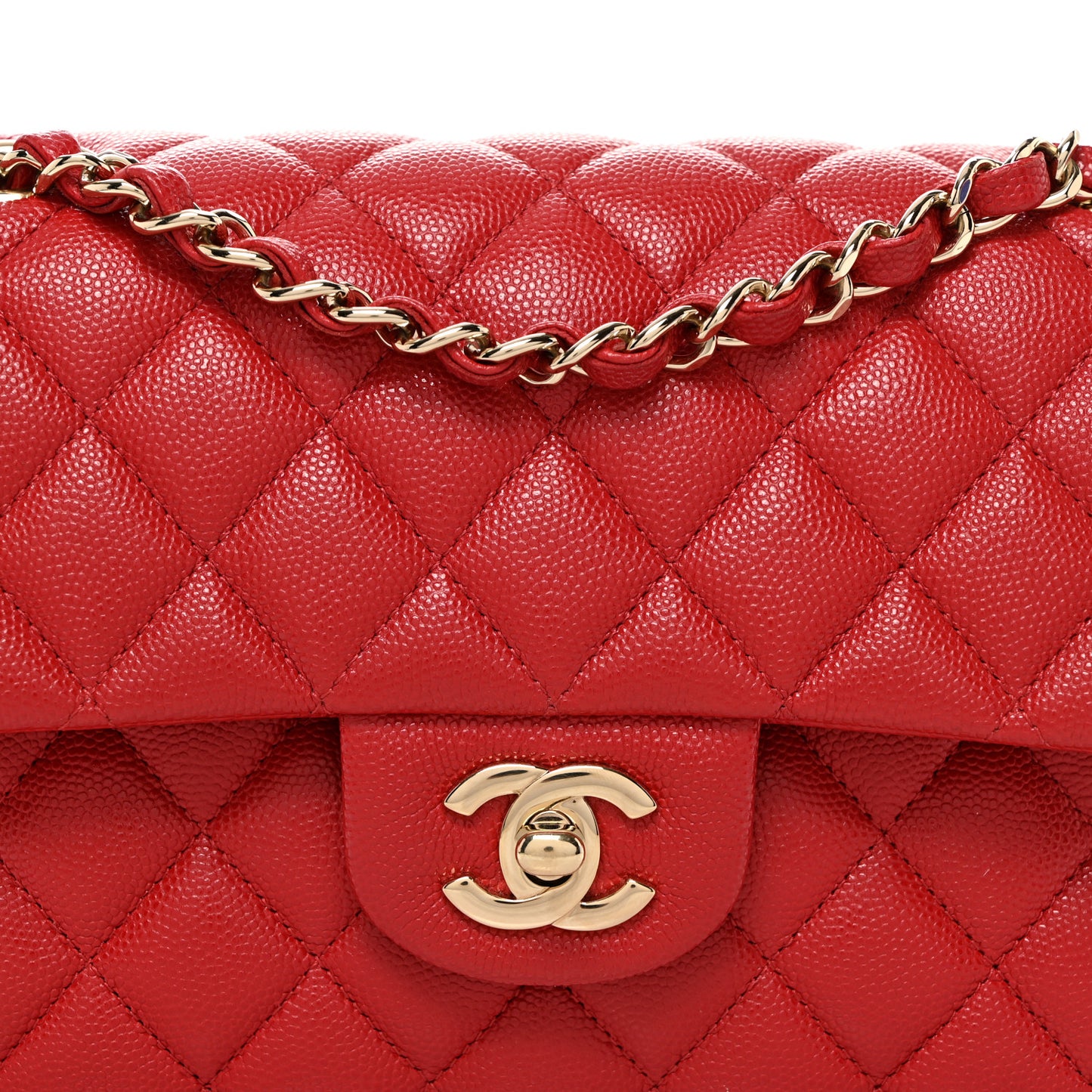 Caviar Quilted Small Double Flap Red