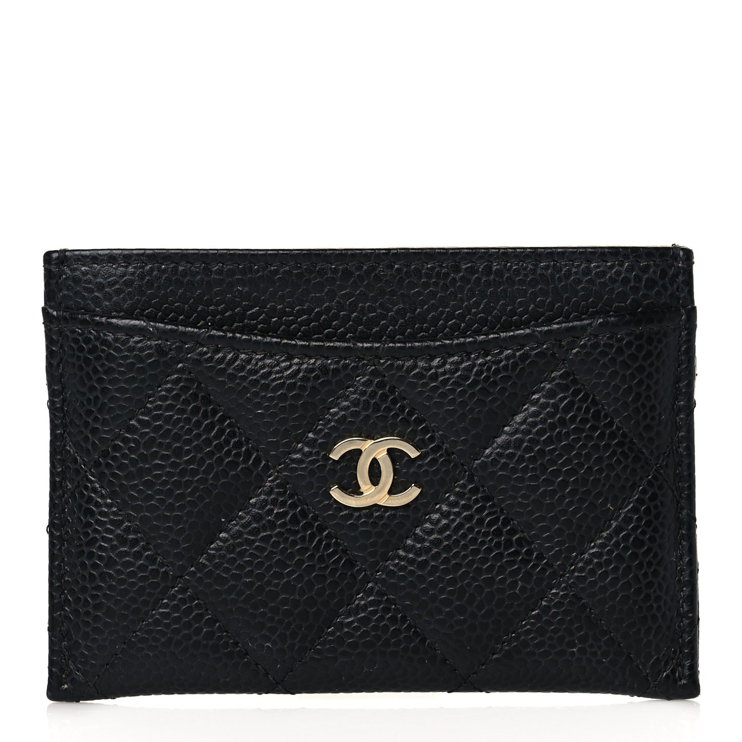 Caviar Quilted Card Holder Black