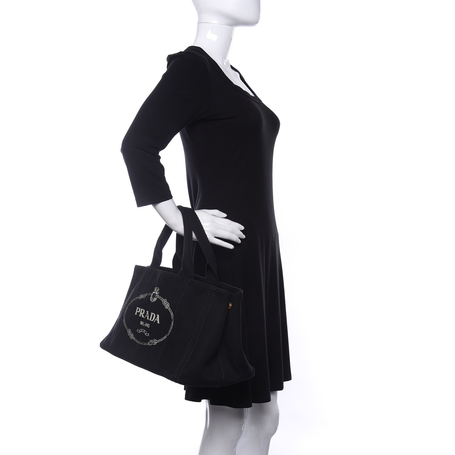 Prada Canapa Logo Tote Black 2 of 9