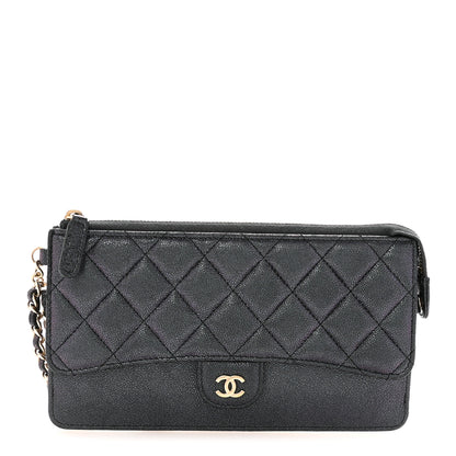 Chanel Iridescent Caviar Quilted Classic Pouch With Handle Black 1 of 7