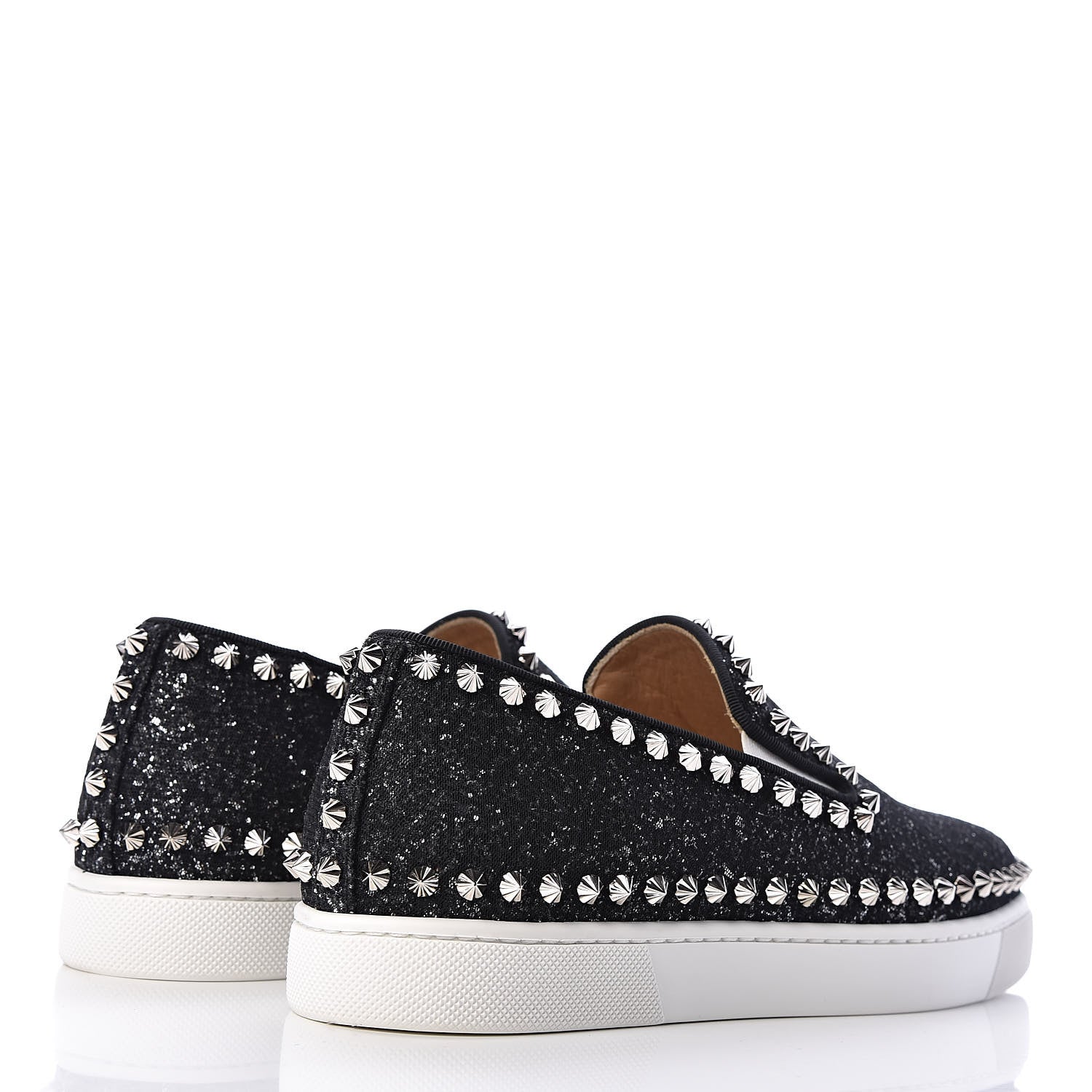 Christian Louboutin Glitter Tennis Spikes Womens Pik Boat Sneakers 37.5 Black 4 of 7