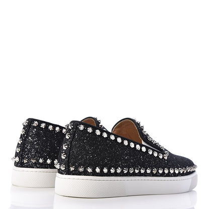 Christian Louboutin Glitter Tennis Spikes Womens Pik Boat Sneakers 37.5 Black 4 of 7