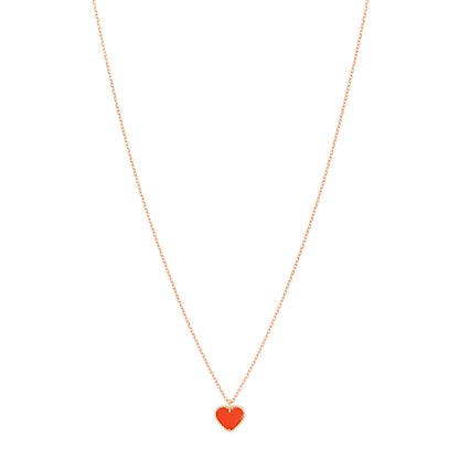 Van Cleef & Arpels 18K Rose Gold Carnelian Sweet Alhambra Heart Pendant Necklace 1 of 4