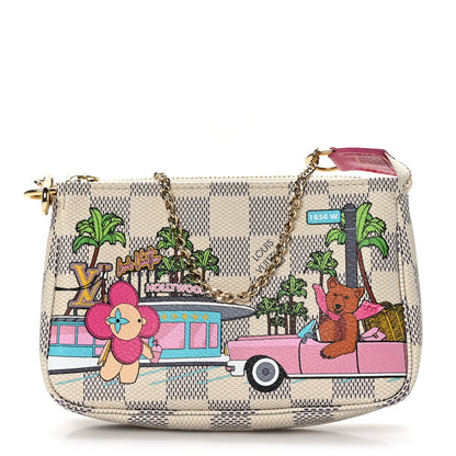 Louis Vuitton Damier Azur 2021 Christmas Animation Hollywood Mini Pochette Accessories Fuchsia 1 of 8