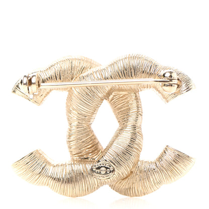 Chanel Crystal Twisted CC Brooch Gold Pale Pink 3 of 5