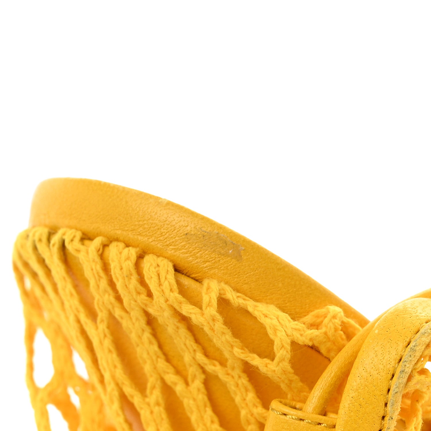 Bottega Veneta Mesh Nappa Stretch Ankle Tie Sandals 38 Egg Yolk 38 14 of 20
