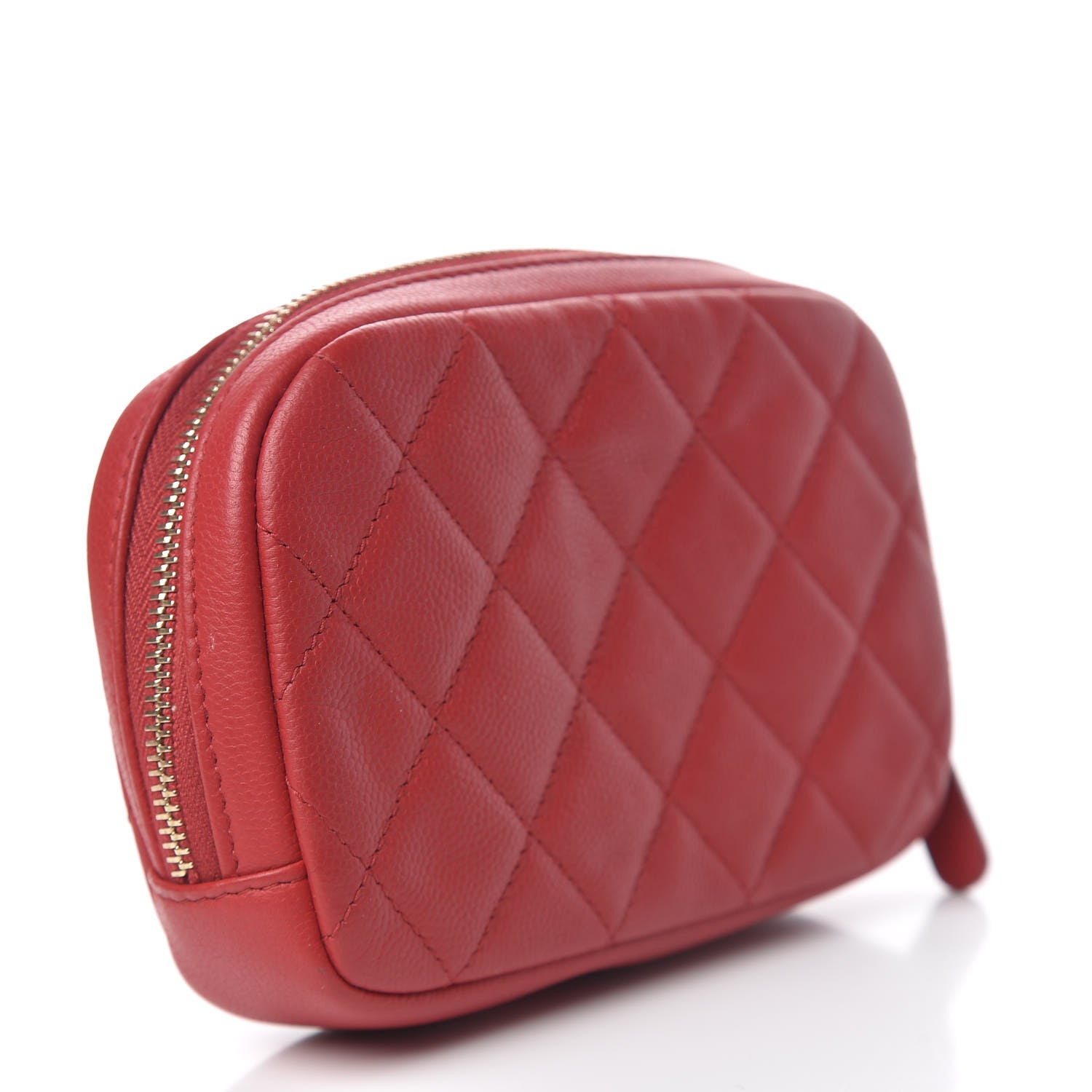 Chanel Caviar Quilted Small Curvy Pouch Cosmetic Case Dark Red 3 of 7