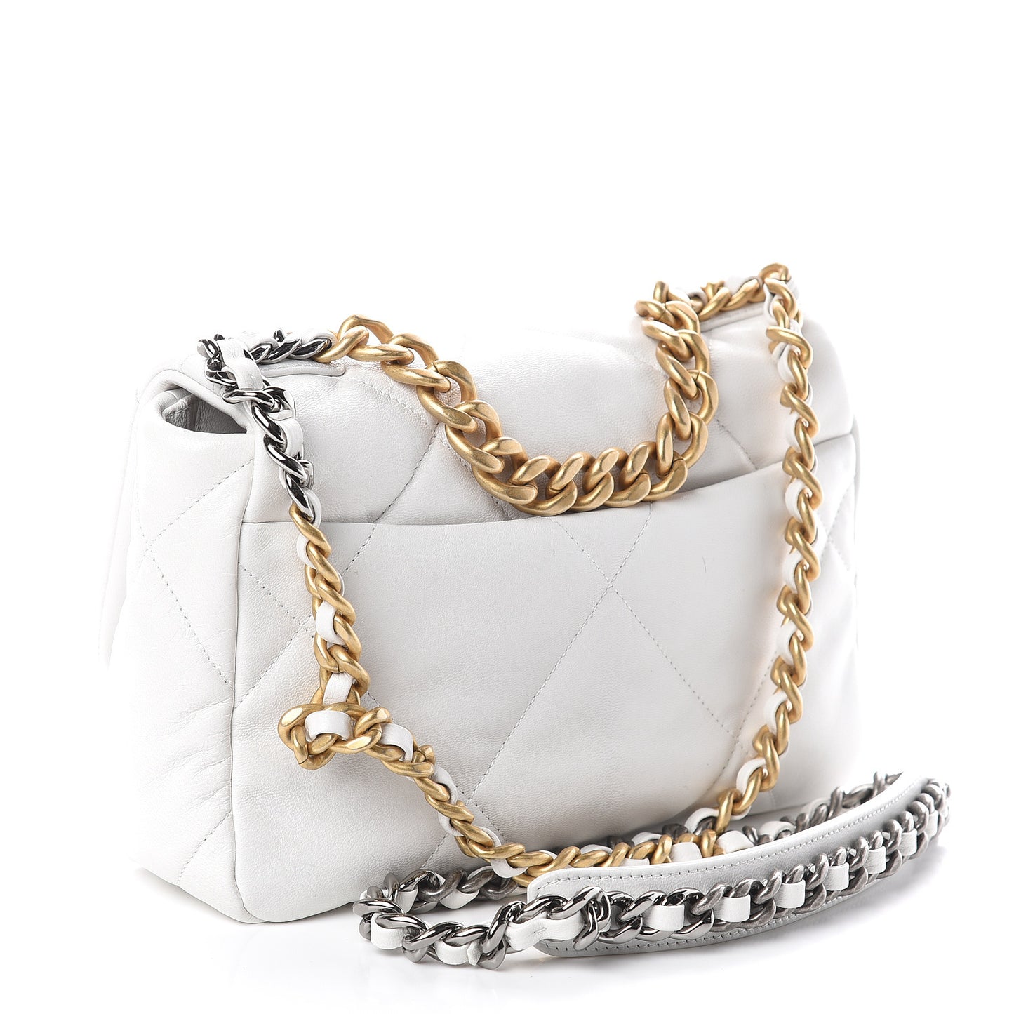 Lambskin Quilted Medium 19 Flap White