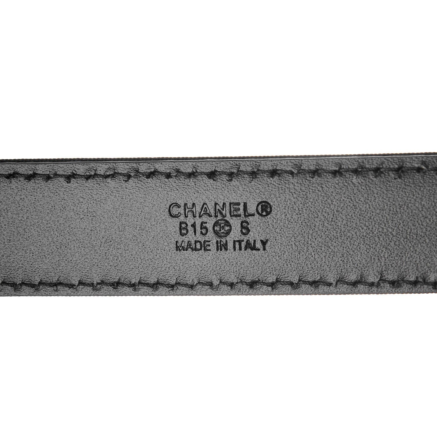 Chanel Grosgrain Lambskin Crystal Baguette Logo Belt 85 34 Black 6 of 10