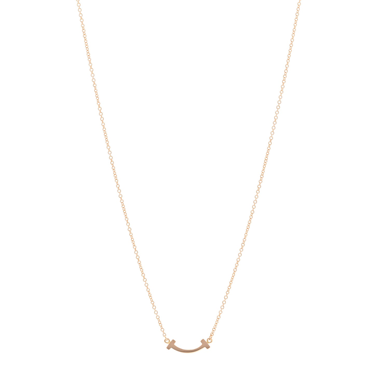18K Rose Gold Mini T Smile Pendant Necklace