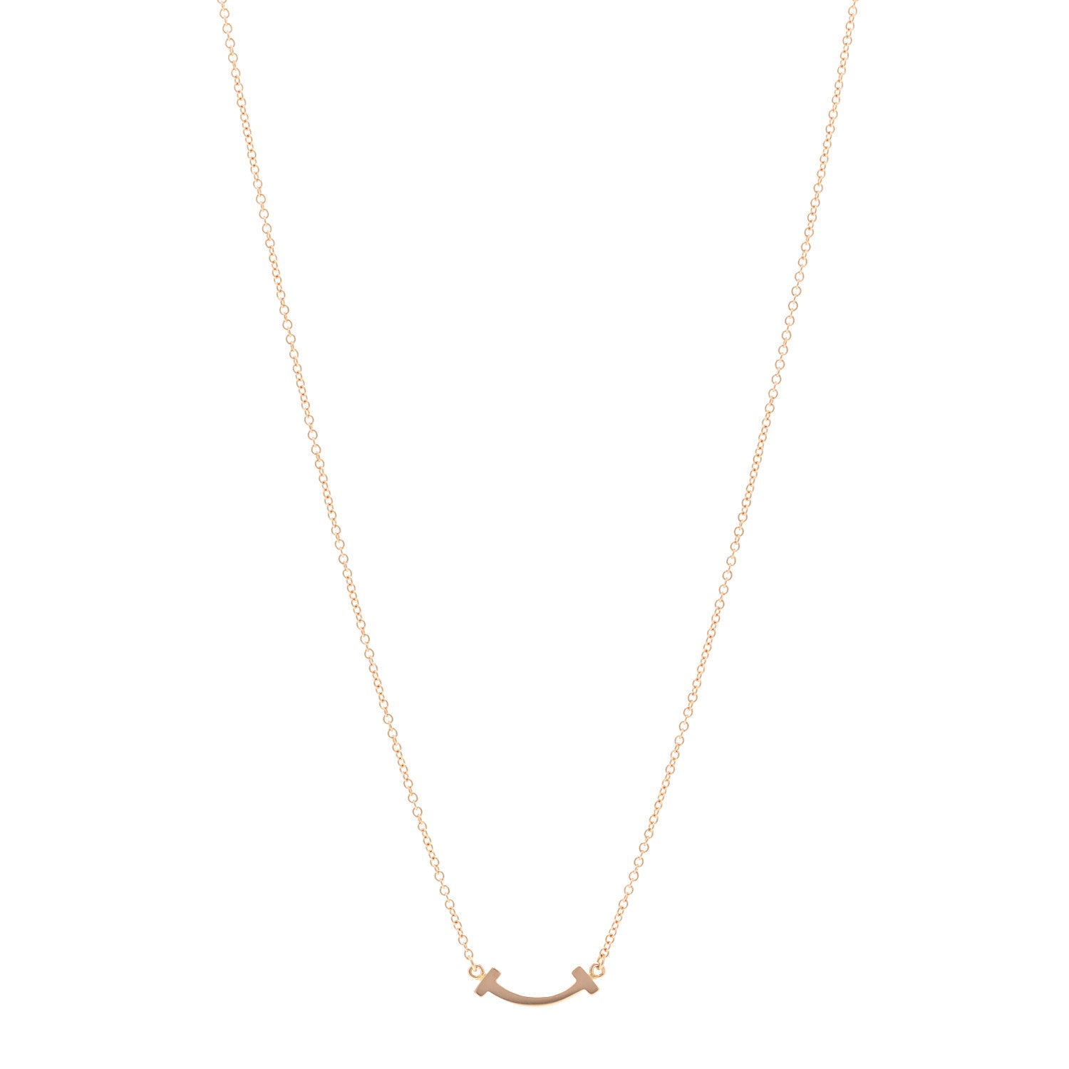 Tiffany 18K Rose Gold Mini T Smile Pendant Necklace 1 of 4