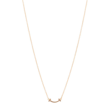 Tiffany 18K Rose Gold Mini T Smile Pendant Necklace 1 of 4