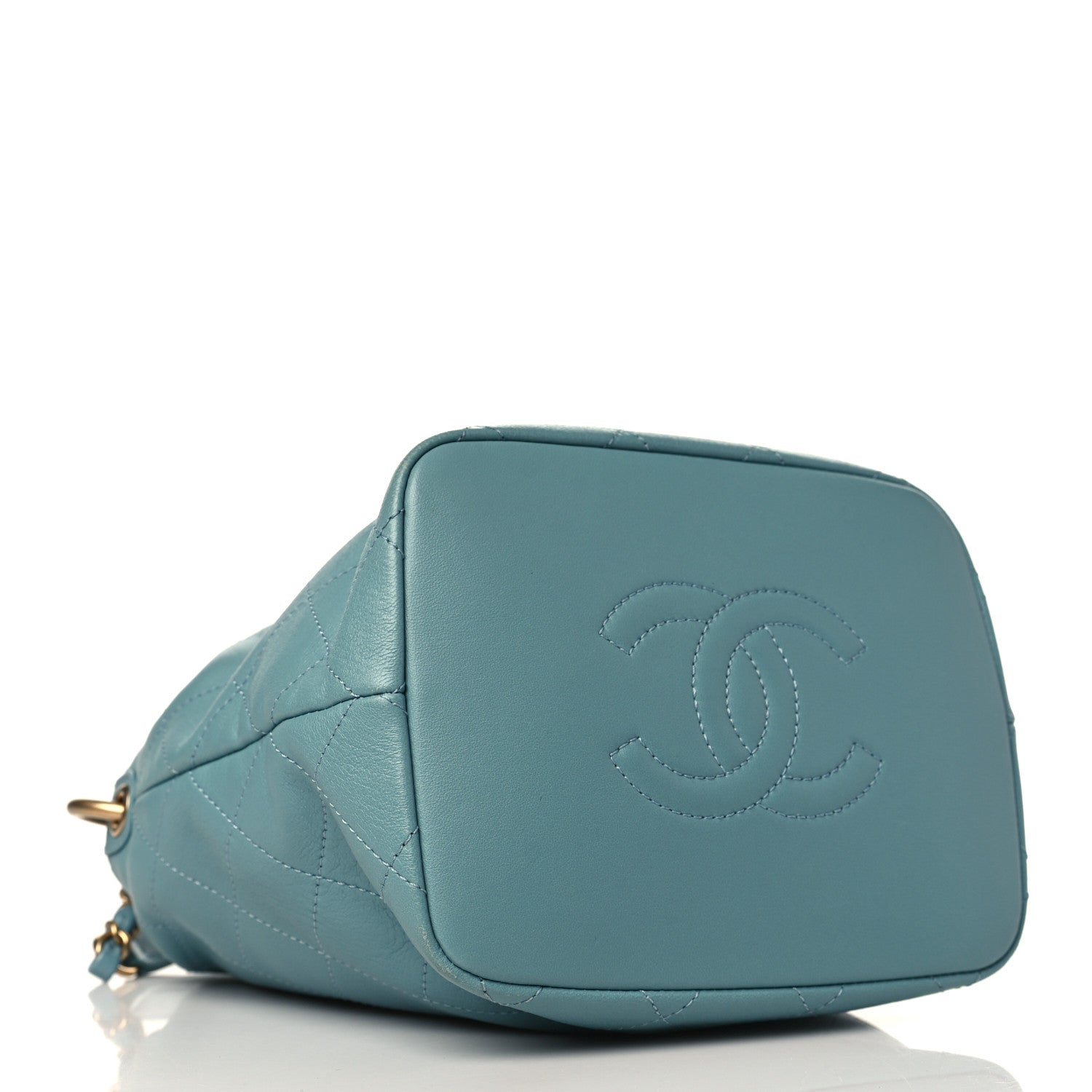 Chanel Lambskin Quilted Antique Signs Drawstring Bag Blue 4 of 9