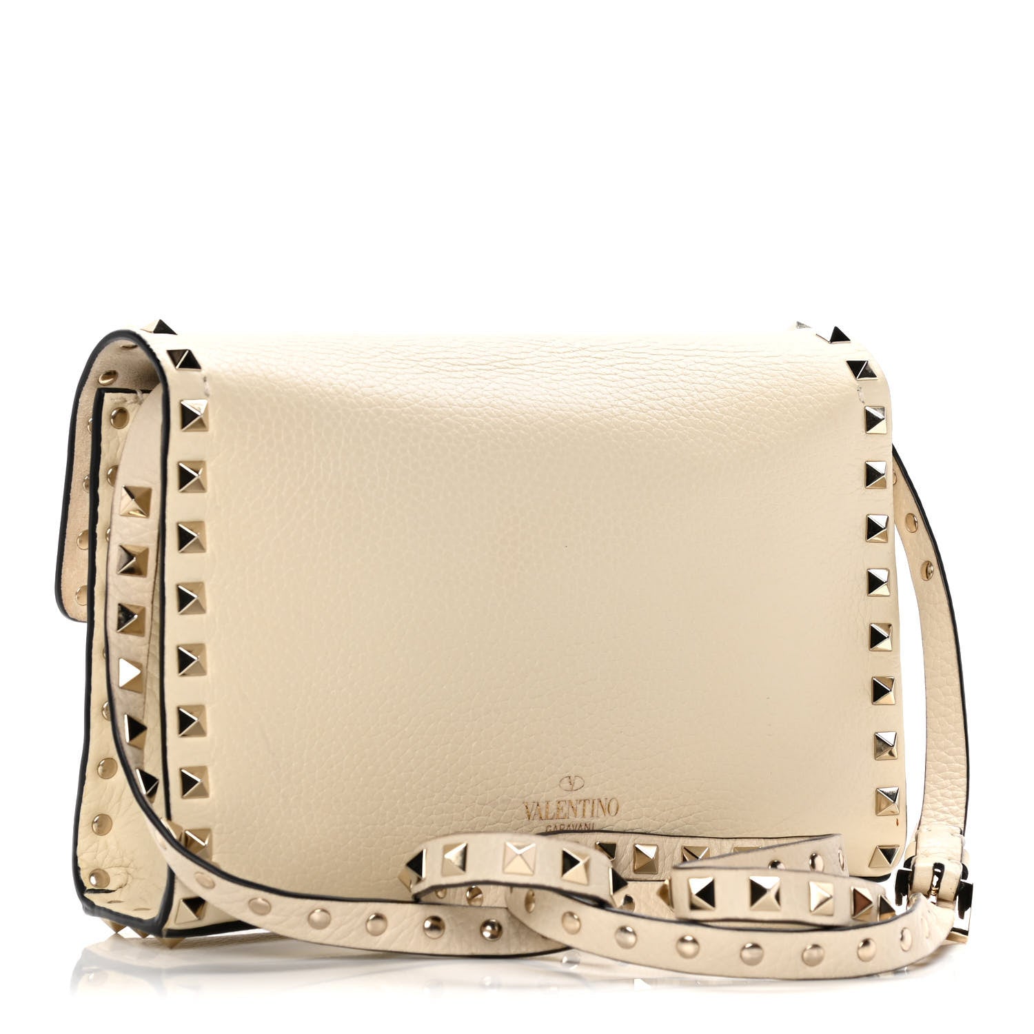 Valentino Garavani Pebbled Calfskin Medium Rockstud Flip Lock Crossbody Bag Light Ivory 3 of 22