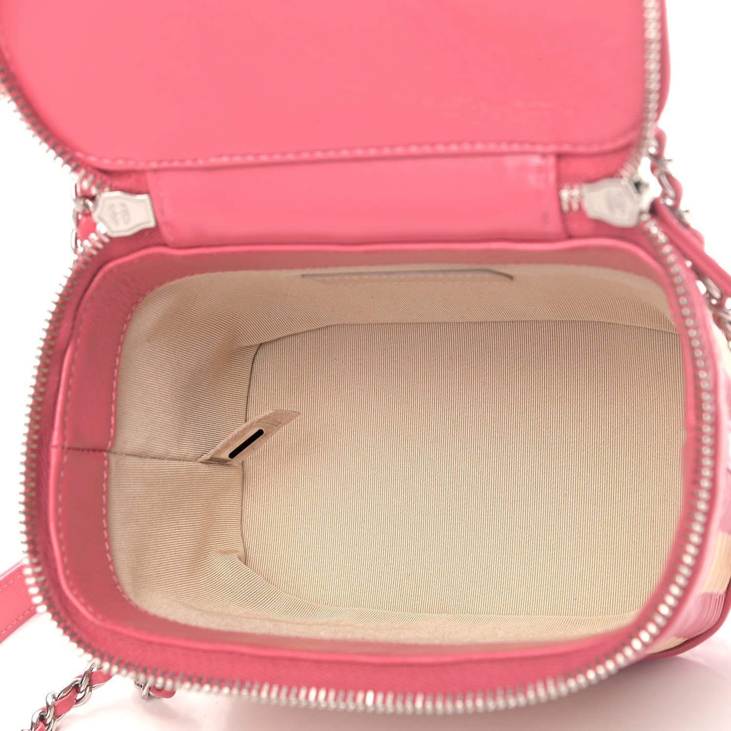 Chanel Calfskin Raffia Small Take Away Vanity Case Bag Pink Beige 4 of 4