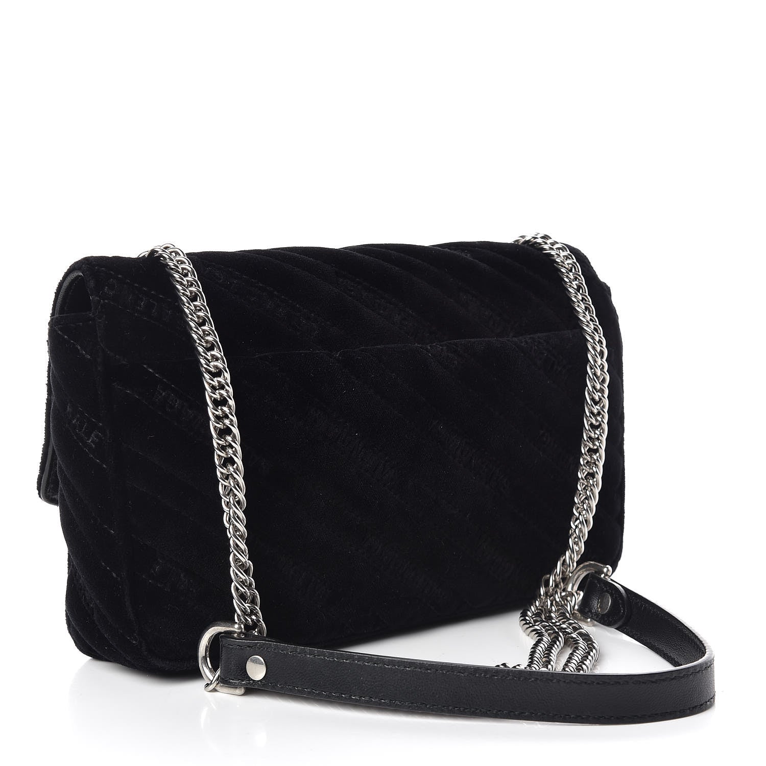 Balenciaga Velvet Logo Matelasse BB Chain Wallet Black 3 of 8