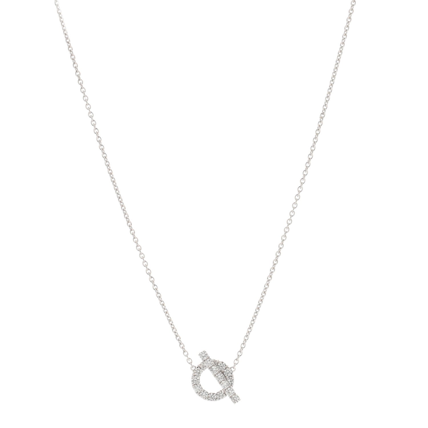Hermes 18K White Gold Diamond Finesse Pendant Necklace 1 of 4